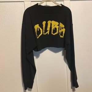 Savs | graffiti “DUBZ” cut & cropped crewneck long sleeve sweater